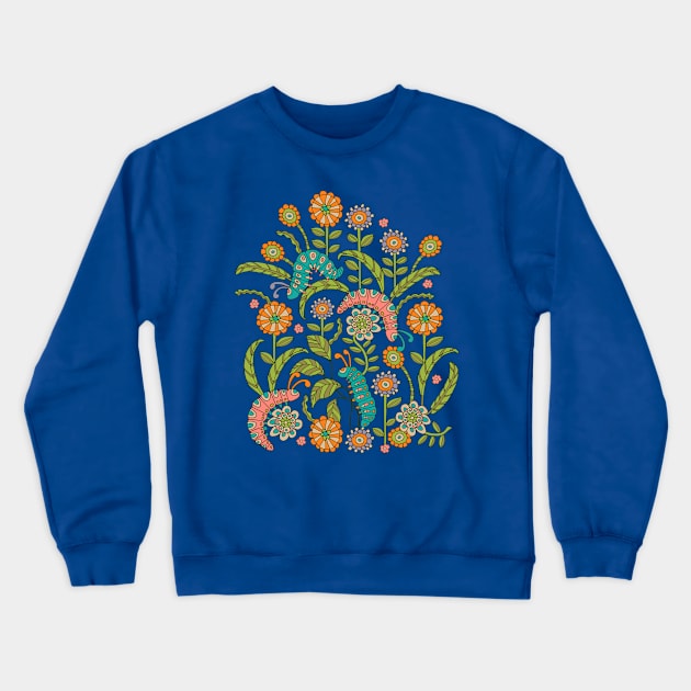 CATERPILLAR PLAYGROUND Cute Doodle Bugs Insects in Happy Pink Blue Orange Green Yellow - UnBlink Studio by Jackie Tahara Crewneck Sweatshirt by UnBlink Studio by Jackie Tahara